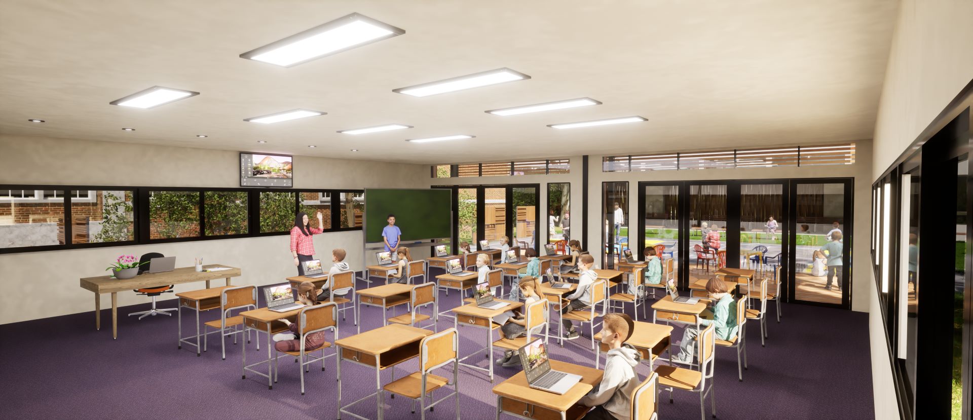 Classroom building interior Classroom concept